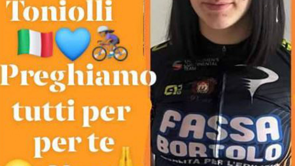 Ciclismo: Alice Toniolli &egrave; fuori pericolo